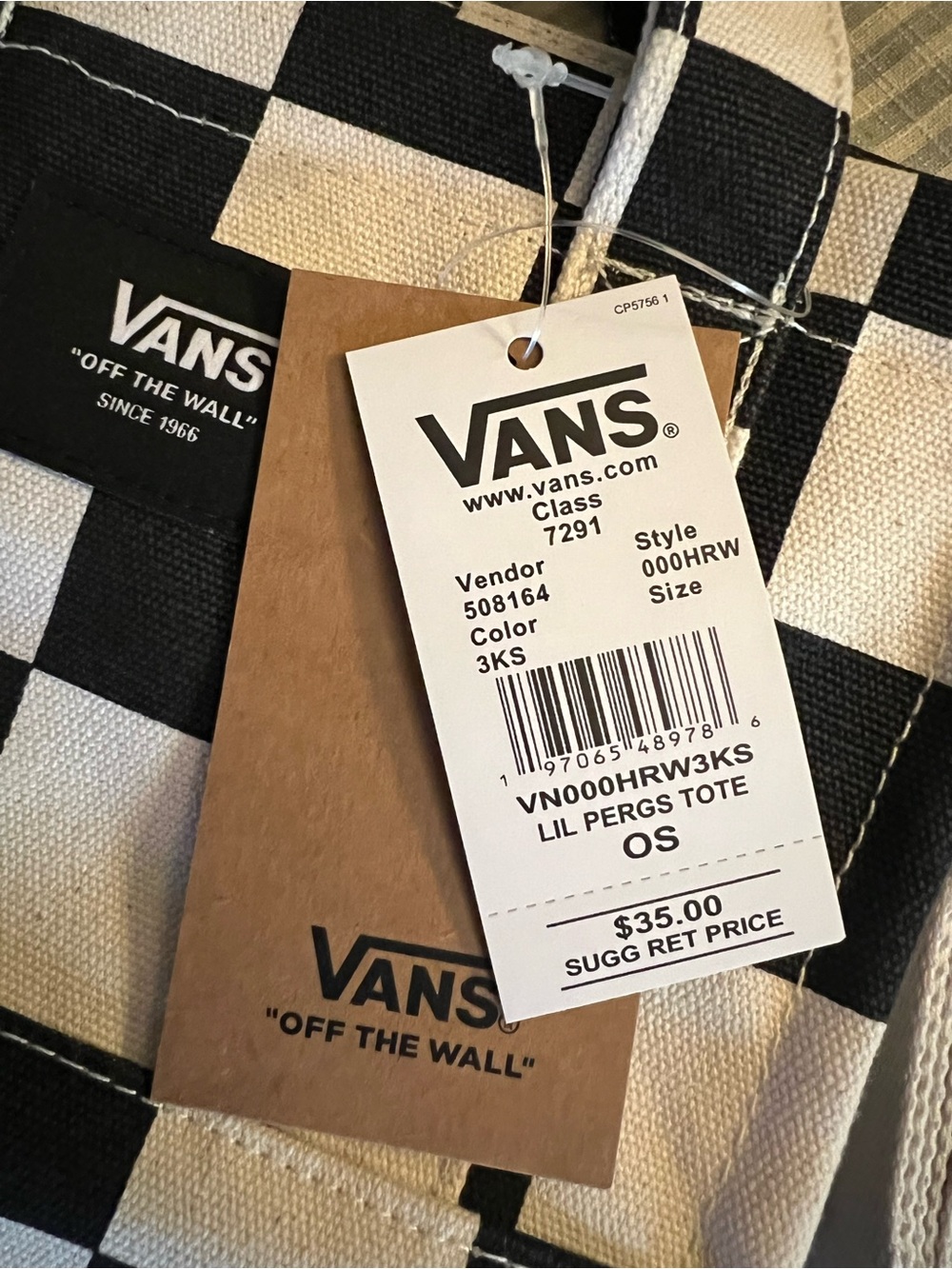 Vans Checkerboard Crossbody Tote - Black & White - Picture 2 of 3